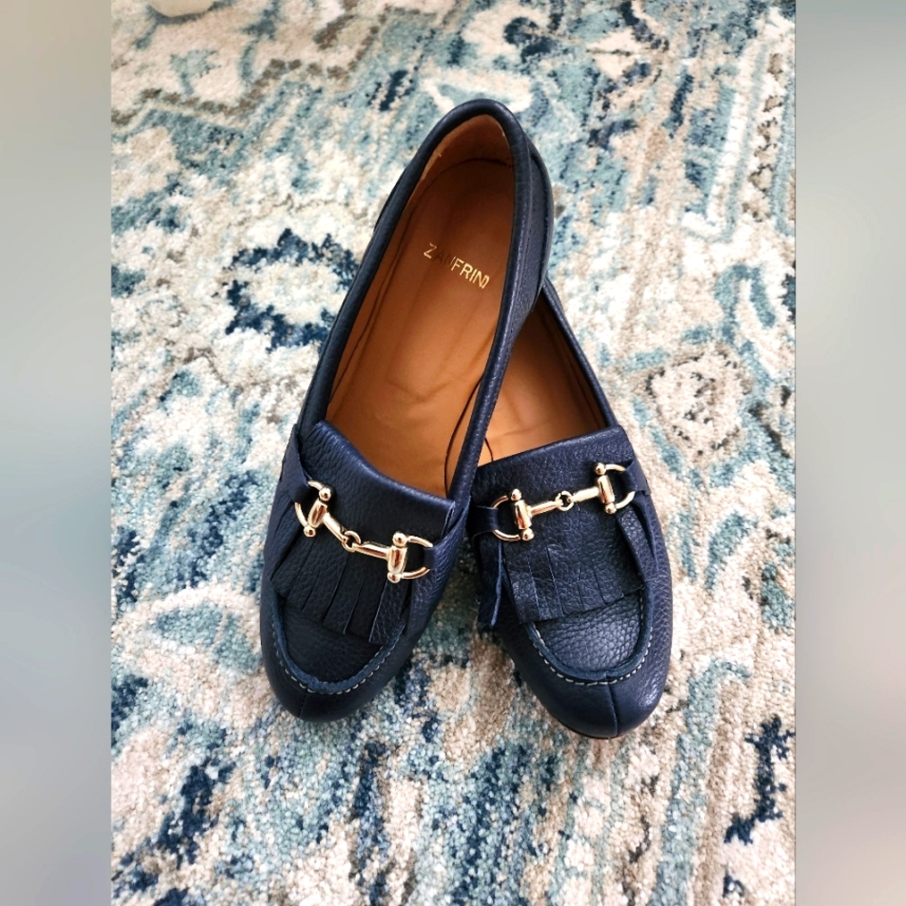 Zanfrini blue leather loafers, Italy
